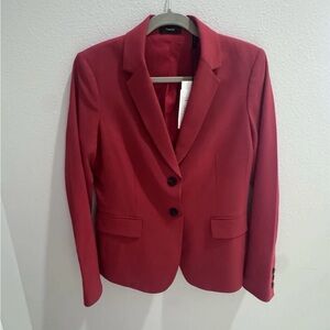 Theory Blazer Bright Carmine Red Button Down Carissa Classic Suit Jacket Size 8